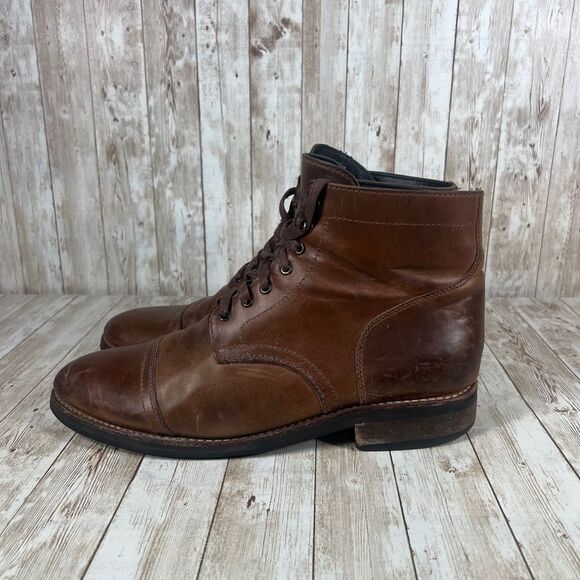Thursday Boots captain Brown Leather Cap Toe Lace-up Classic Size 12 - Picture 2 of 9